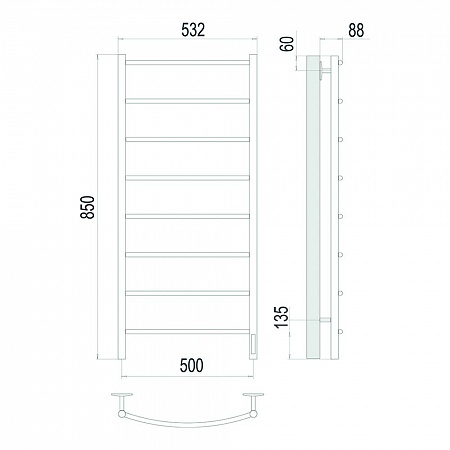 Классик П8 500х850 Электро (quick touch) Полотенцесушитель TERMINUS Сатин Белгород - фото 4 Классик П8 500х850 Электро (quick touch) Полотенцесушитель TERMINUS Сатин Белгород - фото 4
