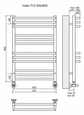 Нойс П12 500х800 Полотенцесушитель  TERMINUS Белгород - фото 3