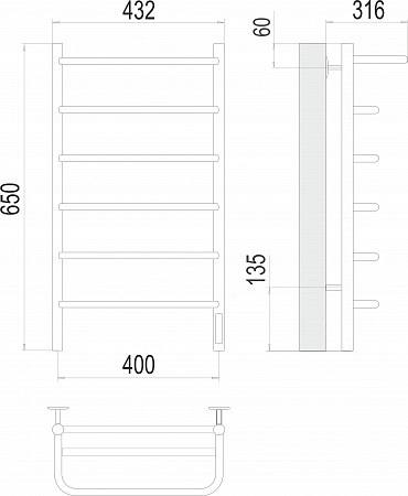 Полка П6 400х650 Электро (quick touch) Полотенцесушитель  TERMINUS Белгород - фото 3
