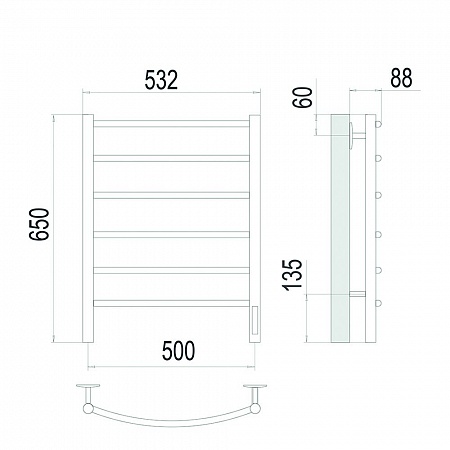 Классик П6 500х650 Электро (quick touch) Полотенцесушитель TERMINUS Сатин Белгород - фото 4 Классик П6 500х650 Электро (quick touch) Полотенцесушитель TERMINUS Сатин Белгород - фото 4