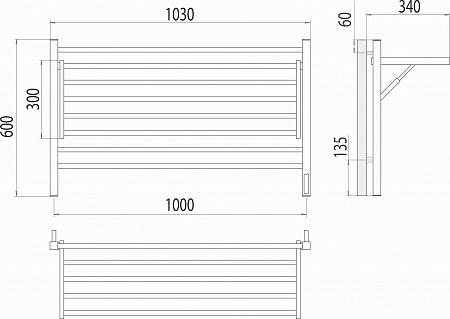 Горизонт П8 1000х600 электро КС ЧЕРНЫЙ МУАР (sensor quick touch) Полотенцесушитель TERMINUS Белгород - фото 5